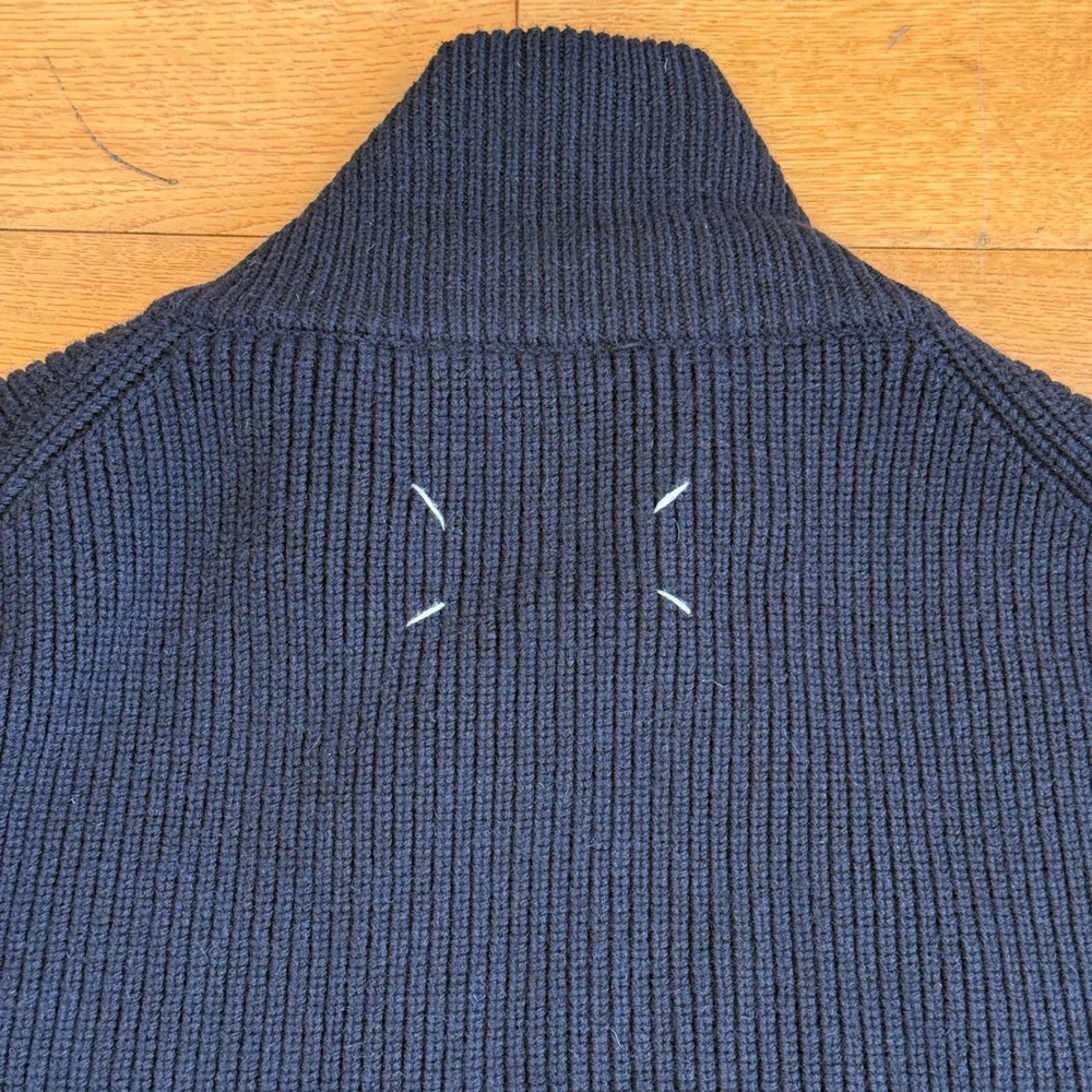 Maison Margiela 14 Mens Navy Blue Ribbed Zip-Up Cardigan Sweater ($1,576)‎ - Picture 5 of 14